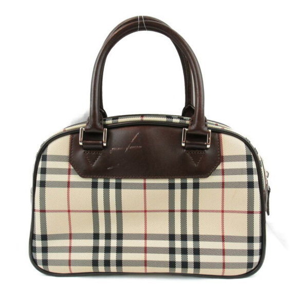 Burberry Nova Check Handbag Canvas Leather Beige Black Bag - Picture 2 of 10